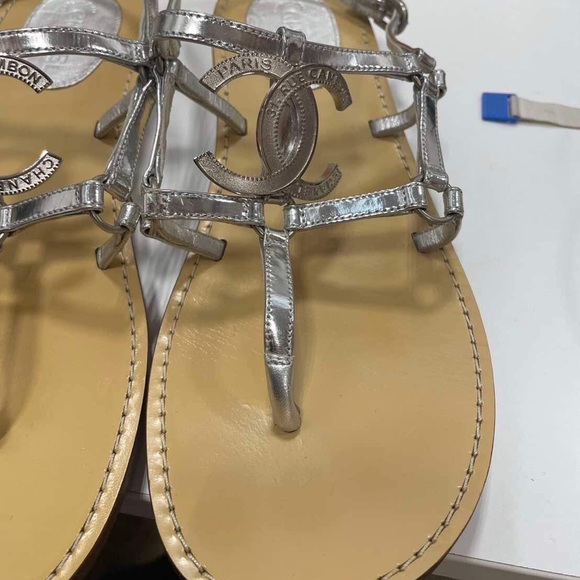 Chanel sandals - metallic silver size 37 - Picture 3 of 15